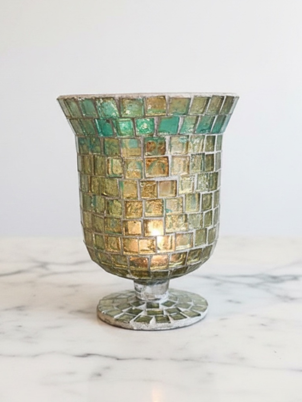 Vintage Mosaic Hurricane Candle Holder
